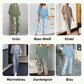 💃✨Damen-Zweiteiler: Bedruckte Hose & Oberteil mit Rundhalsausschnitt
