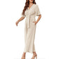 Eleganter V-Ausschnitt Jumpsuit mit breiter Taille und Bindeband für Damen